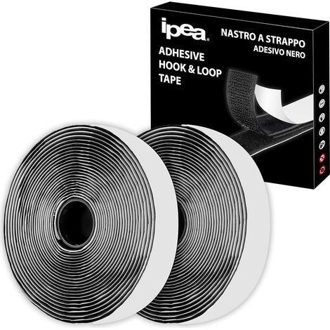Scratch Autocollant Double Face Noir - 5 MÈTRES - Bandes Agrippantes Adhésives - 5 Mètres - Bande Adhésive Multifonctions Extra Forte pour Bricolage - Pour Fixation d'Objets, Moustiquaire, Tapis (1/5)