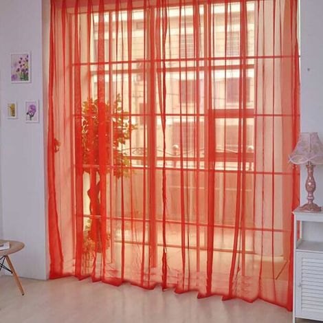 Voile - Rideau Transparent Pour Porte Et Fenêtre - 200 cm x 100 cm - Style Moderne - 1 Pièce (1/4)