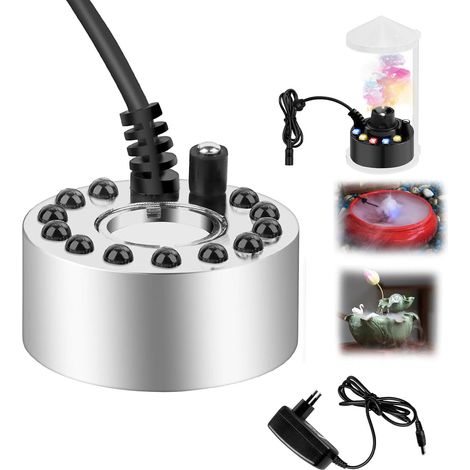 Nébuliseur à Ultrasons Mini pour Fontaine, Étang et Décoration de Noël avec 12 LED Colorées (1/4)