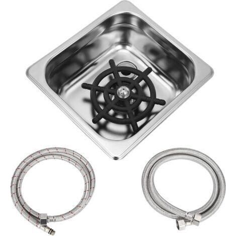Lave Verre, G1/2 Rince Verre Evier Automatique, Nettoyeur de Tasses en Acier Inoxydable Avec Tuyau, Accessoire pour Évier, pour Bar Pub Café Restaurant (1/5)