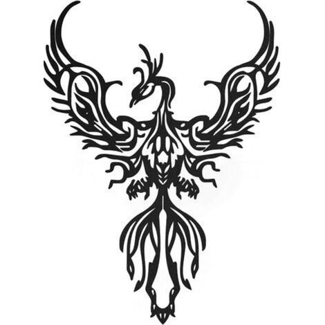 Decorazione murale Fenice: decorazione murale in metallo, scultura murale in ferro nero, uccello volgare moderno -Crezuo