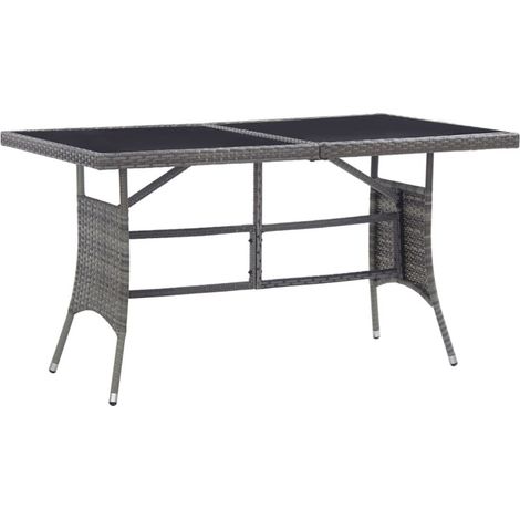 vidaXL Garden Table Grey 140x80x74 cm Poly Rattan (1/5)
