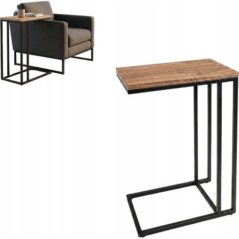Table basse d'appoint Lancelot Reims en chêne noir 40x25x60cm (1/5)