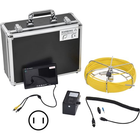 Caméra d'inspection d'égout industrielle avec écran 7 pouces, endoscope à 6 LED, câble de 30 mètres, prise US 100-240V (1/5)