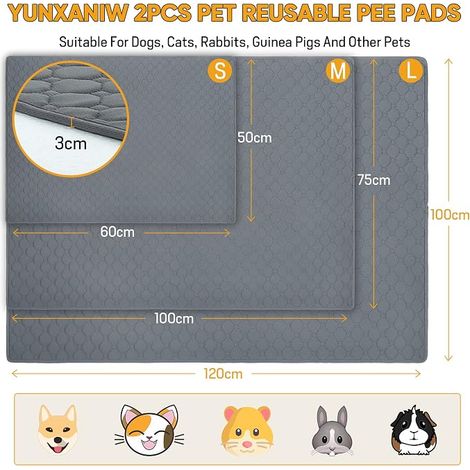 Reusable Puppy Training Pads, Washable Absorbent Waterproof Urine Pads for Dogs, Quick Dry Training Pads for Home, Car, Travel (1/4)