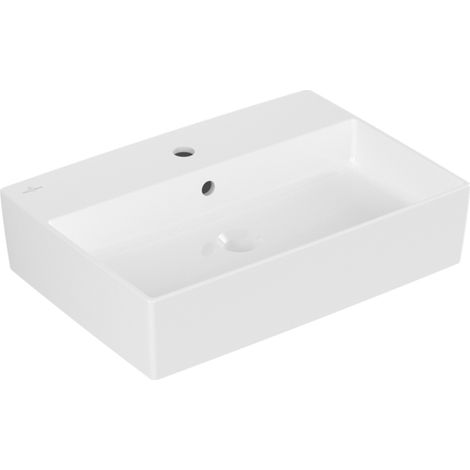 Villeroy & Boch Memento 2.0 - Aufsatzwaschbecken Compact, 60x42 cm, mit Überlauf, mit Hahnloch, CeramicPlus, Alpinweiß 4A0760R1 (1/4)