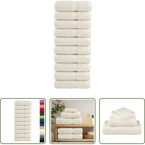 Baumwollhandtuch - Premium Waschhandtücher SOLUND 10 Stück Creme 30x30 cm 600 g/m² (1/5)