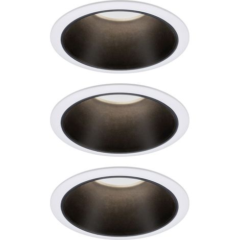 Paulmann 93402 Cole Coin Einbauleuchte 3er Set LED 6 W Weiß, Schwarz