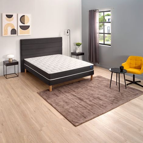 Ensemble matelas Bultex nano Regular, sommier Vigoroso gris fumé et pieds 140x190 (1/5)