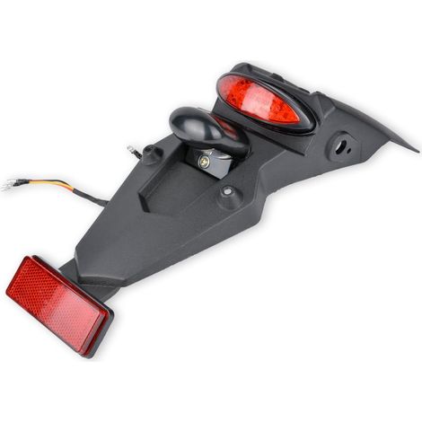 Universal 12V LED motorcycle fender and taillight with brake light and reflector, for motocross, sport motorcycles and pit bikes (smoke version)