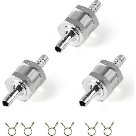 Clapet anti-retour en aluminium 6 mm – Lot de 3 avec 6 colliers inclus, pour systèmes d’alimentation pneumatique ou hydraulique (1/4)