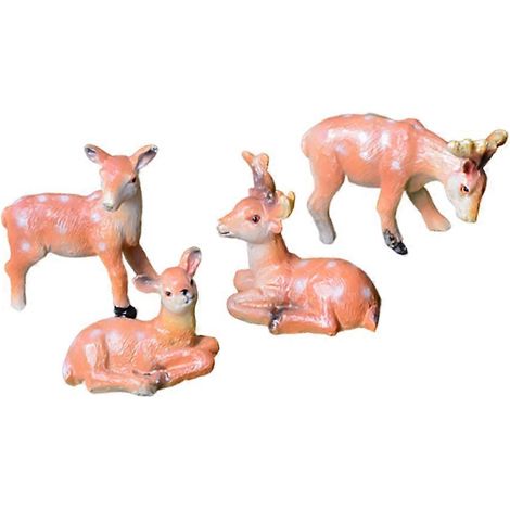 Figurines de cerfs bruns en résine, décorations de bureau, ensemble de 4 pièces (1/5)