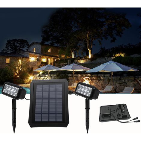 [Foco solar] Luz solar de jardín, LED Poly 5V, 2 modos de funcionamiento automáticos, panel solar ABS+PMMA impermeable de 3W para patio, césped, jardín, porche. (1/5)