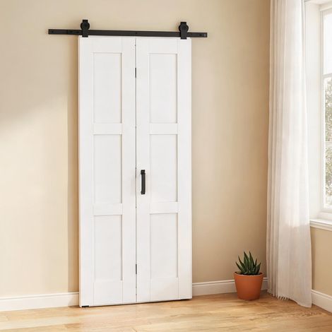 Porte Coulissante Pliante Bois et MDF 71,2 x 213,4 cm bianco (1/5)