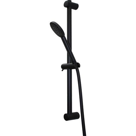 Vema Timea Round Shower Slide Rail Kit with Handset - Black (1/2)