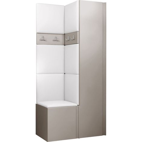 Conjunto para recibidor Pinis XXIV, Cuero ecológico Soft 017, 186x82x46cm, Aglomerado laminado, Cuero ecológico, Colocada, Montada en la pared