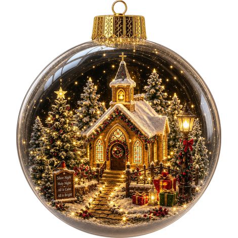 Boule de Noël lumineuse 3D en acrylique et cristal, motif traîneau de rennes et chalet arctique, à suspendre pour la décoration de fenêtre. (1/5)