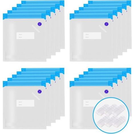 20 PCS Sac Sous-vide Réutilisables Sacs de Conservation Sacs Sous-vide Alimentaires Sac Congelation Sac Stockage pour Fruits Légumes Viande Poissons Pain avec Clip d'étanchéité 30x34cm (1/5)
