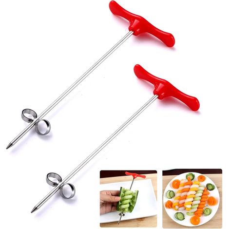 Spiralschneider für Gemüse und Obst, unverzichtbar für die Zubereitung von Salaten, zweiteiliges Set aus Edelstahl.
