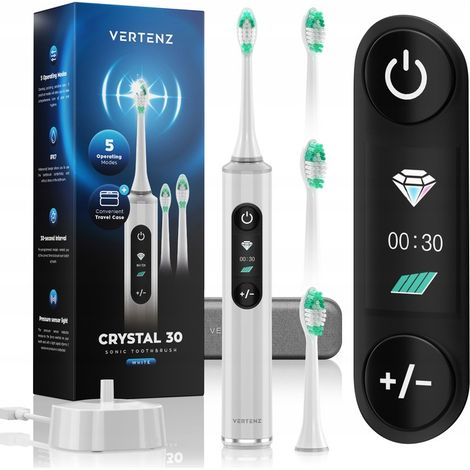 VERTENZ Schallzahnbürste mit austauschbaren Bürstenköpfen, USB-Induktion, Weiß