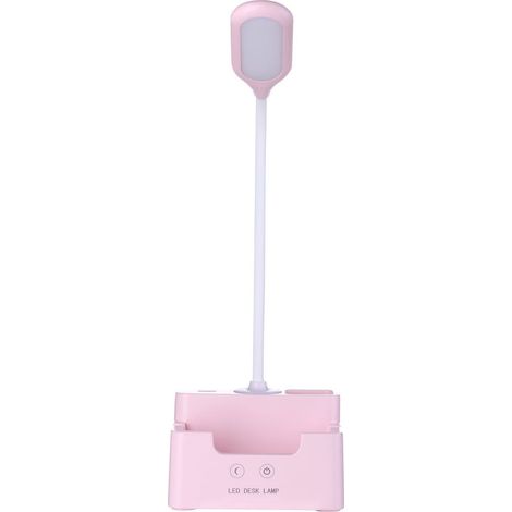 Lampe de bureau LED tactile avec protection oculaire, chargeur sans fil, 3 modes de couleur, support pour téléphone et stylo, rose. Idéale pour la maison et le bureau. (1/5)