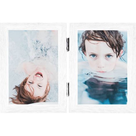 Cadre photo dépliable en deux Blanc 2x(13x18 cm)