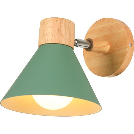 Lampade da Parete Interni Moderna Applique da Parete Ruotabile Lampada a Muro Legno Metallo Verde Chiaro