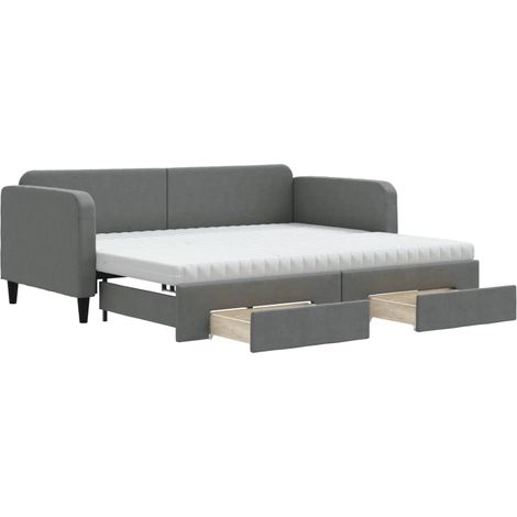 Maison Exclusive - Divano Letto Estraibile Cassetti Grigio Scuro 90x190cm Tessuto