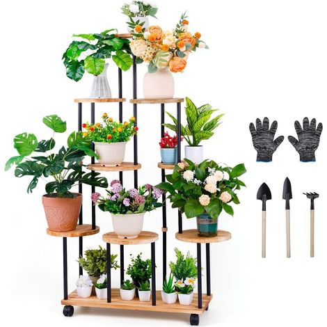 Porte Plante Interieur Bois Étagère à Plantes 9 Niveaux Support Pot De Fleurs Meuble Pour Pots De Fleurs Pupport Pour Plantes D'intérieur Support Plusieurs Plantes (1/5)