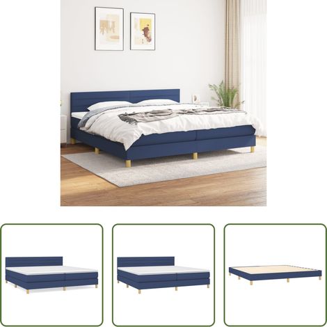 Matratze - Boxspringbett mit Matratze Blau 200x200 cm Stoff (1/5)