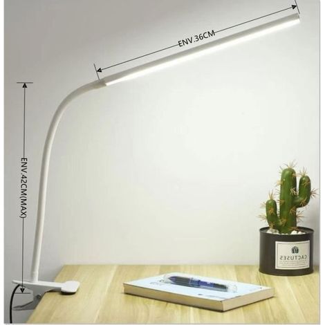Lampe De Bureau LED à Pince USB Alimenté Flexible Lampe De Lecture à Pince Pliable Réglable Protection Des Yeux,8W-Blanche (1/4)