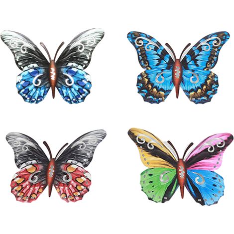 Butterfly - Metal Wall Decoration - Outdoor Garden Terrace Balcony Fence Art - 4 Pieces (1/5)