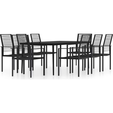 Juego de comedor de jardín muebles de exterior 9 piezas negro 020014125 (1/5)