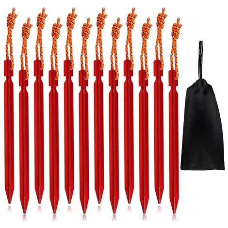 Lot de 12 Piquets Tente,Sardines Tente Camping 18 cm avec Pochette de Rangement (1/5)