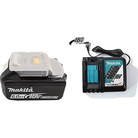 Batterie d'outil sans fil, 18V Lithium-ion, capacité de 6000mAh, Makita 6AhX1 ChargX1 (1/2)