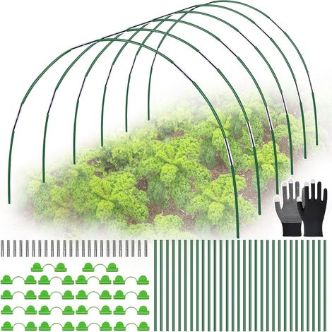 30 Arceau, Fibre De Verre 42cm, Connecteur, Clip, Serre Tunnel Jardin