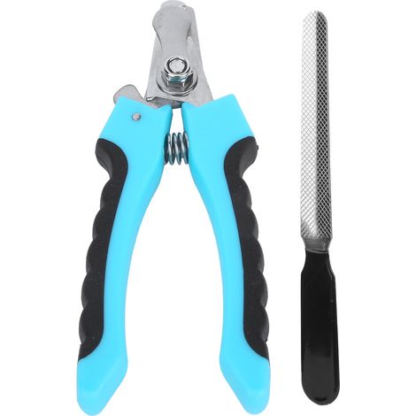 Ensemble de coupe-ongles pour animaux de compagnie, tondeuse en acier inoxydable pour chien, protection de sécurité pour éviter les coupes excessives (bleu lac grand) (1/5)