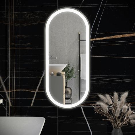 RAK Picture Brushed Nickel 450mm x 1000mm Oval Illuminated LED Mirror - RAKPICOVBN5001 (1/2)