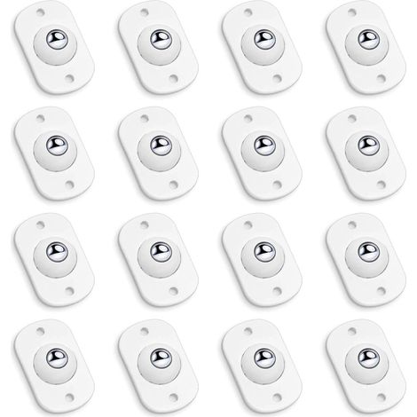 16 Mini-Selbstkleberollen – Geräuschlose Lenkrollen für Behälter, Aufbewahrungsboxen und Haushaltsgeräte – Set mit leichtgängigen Kugellagerrollen