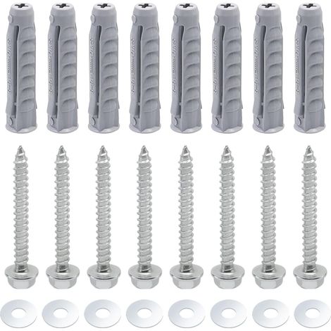 30 Set Vis et Chevilles Murales M10 x 50 mm Vis Fixation Murale en Béton et Ancrage D'expansion avec Joint pour Le Béton de Briques Pleines et D'autres Matériaux de Mur (1/5)