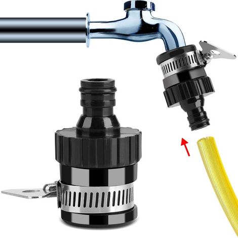 Adaptateur de Robinet Universel pour Tuyau Arrosage, Noir, Connecteurs Rapide Sans Filetage, Raccord en Caoutchouc pour Cuisine, Salle de Bain, WC, Jardin (1/5)