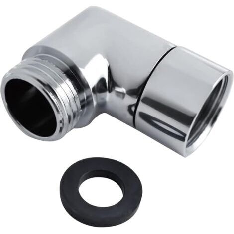 Pair Adaptateur de douchette à 90° - Coude 1/2\" - Pour pommeau de douche - Rallonge de tuyau de douche - Argenté (1/5)