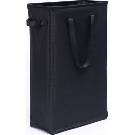 45L Paniers à Linge avec Poignées(Noir), Pliable Panier à Linge Mince Sac à Linge en Tissue Oxford Rectangulaire Corbeilles à Linge Sac de Rangement pour Salle de Bain 39x19x60CM (1/5)
