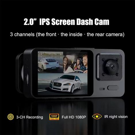 Applicable Caméra embarquée Avant arrière1080P WiFi avec Carte SD 32 Go, Double caméra de Voiture avec Surveillance du stationnement, Super Vision Nocturne, WDR, Grand Angle 170°, capteur G, Enregistr (1/4)