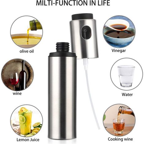 Vaporisateur d'huile d'olive pour la cuisson, flacon pulvérisateur en acier inoxydable pour huile et vinaigre, idéal pour les barbecues, les salades, la cuisine et la pâtisserie. (1/5)