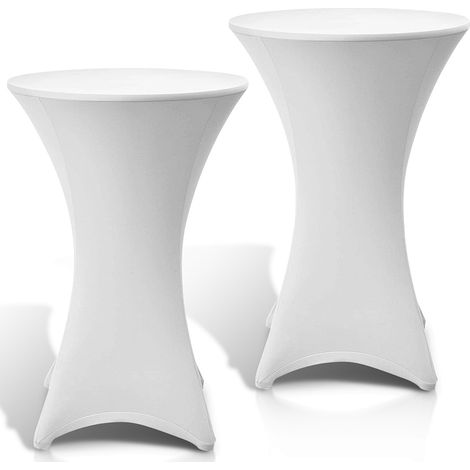 Wolketon 2× Elastische Stehtischhusse Ø 70×110 cm, Weiß – Stretch Bistrotisch Husse für Hochzeit & Messe