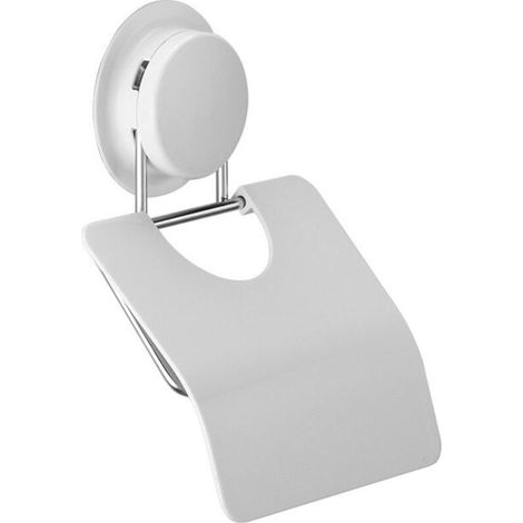 Porte-papier toilette, acier inoxydable/ABS, avec ventouse haute performance, sans trous, blanc (1/5)