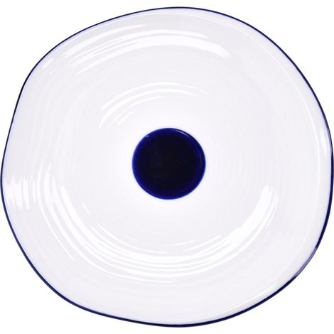 Piatto da colazione Duka Krog, 20 cm, in porcellana bianca, blu navy. (1/5)