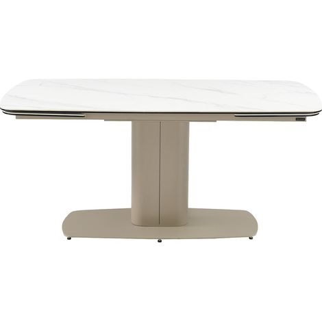 Table à manger extensible 6 à 10 personnes en céramique et métal - Effet marbre blanc et taupe - CARIOULA de Pascal MORABITO (1/4)