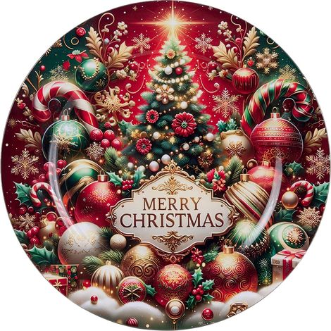 ARPIMEX Piatto Decoro Albero di Natale D 33 Cm Plastica Rosso